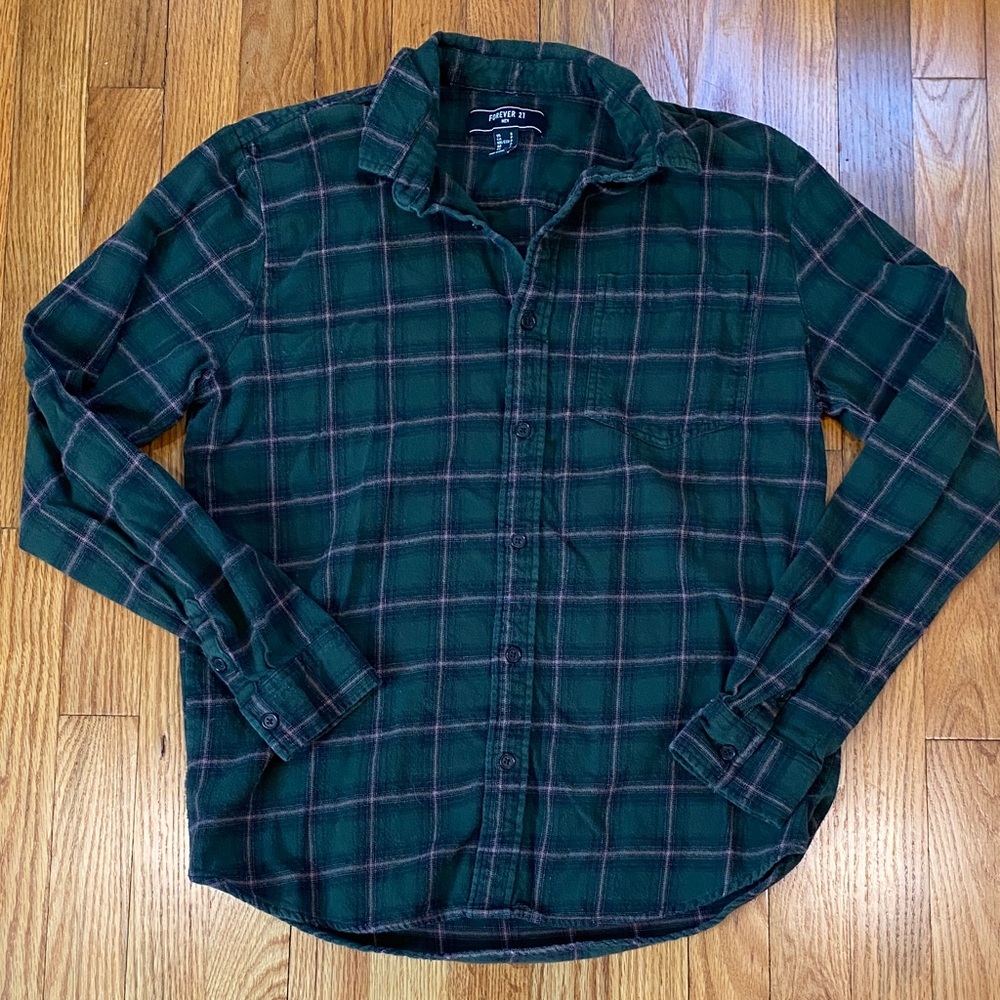 Forever 21 100% Cotton Green Flannel